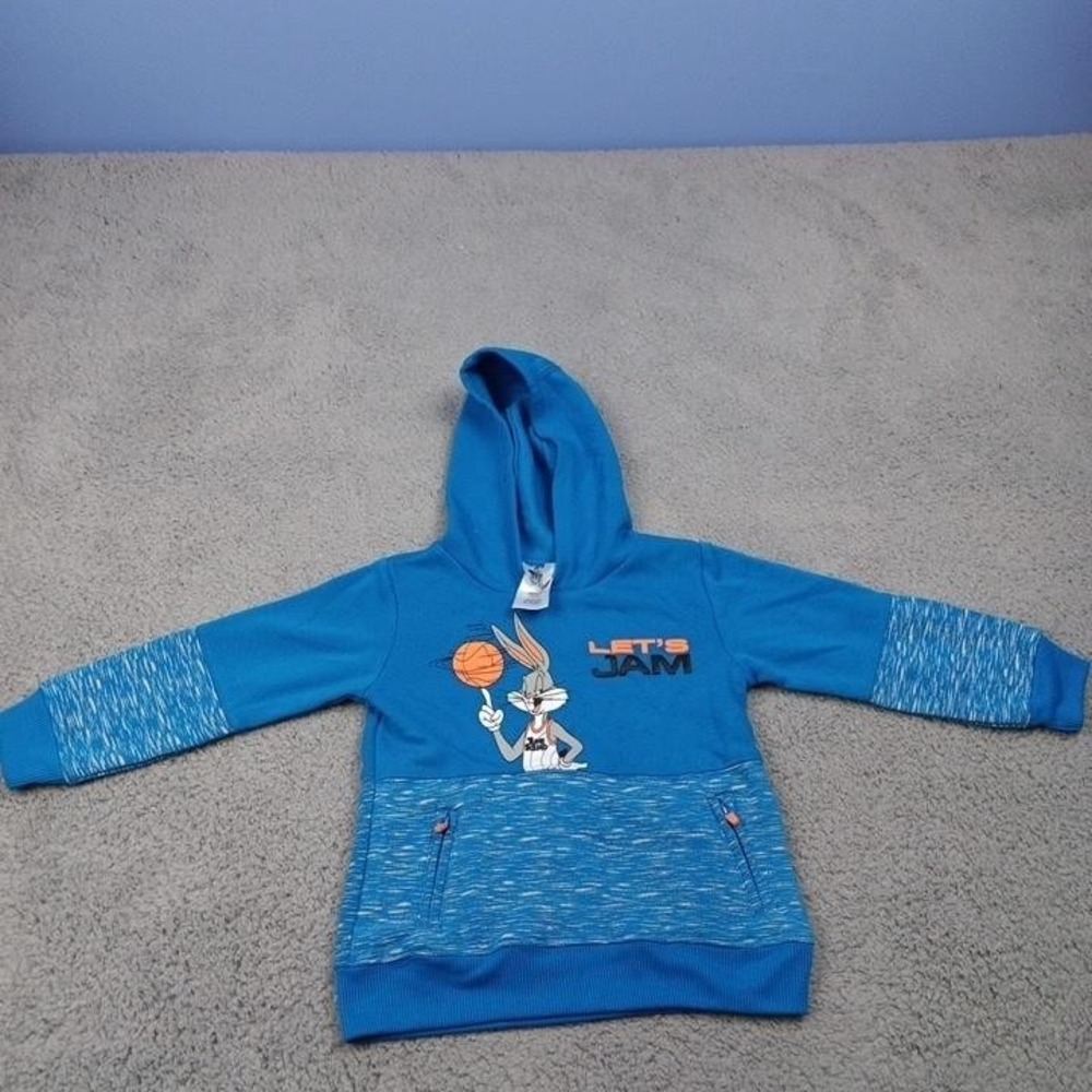 Space Jam Bugs Bunny Hoodie Youth Small Blue Let's Jam Looney Tunes‎ Sweatshirt